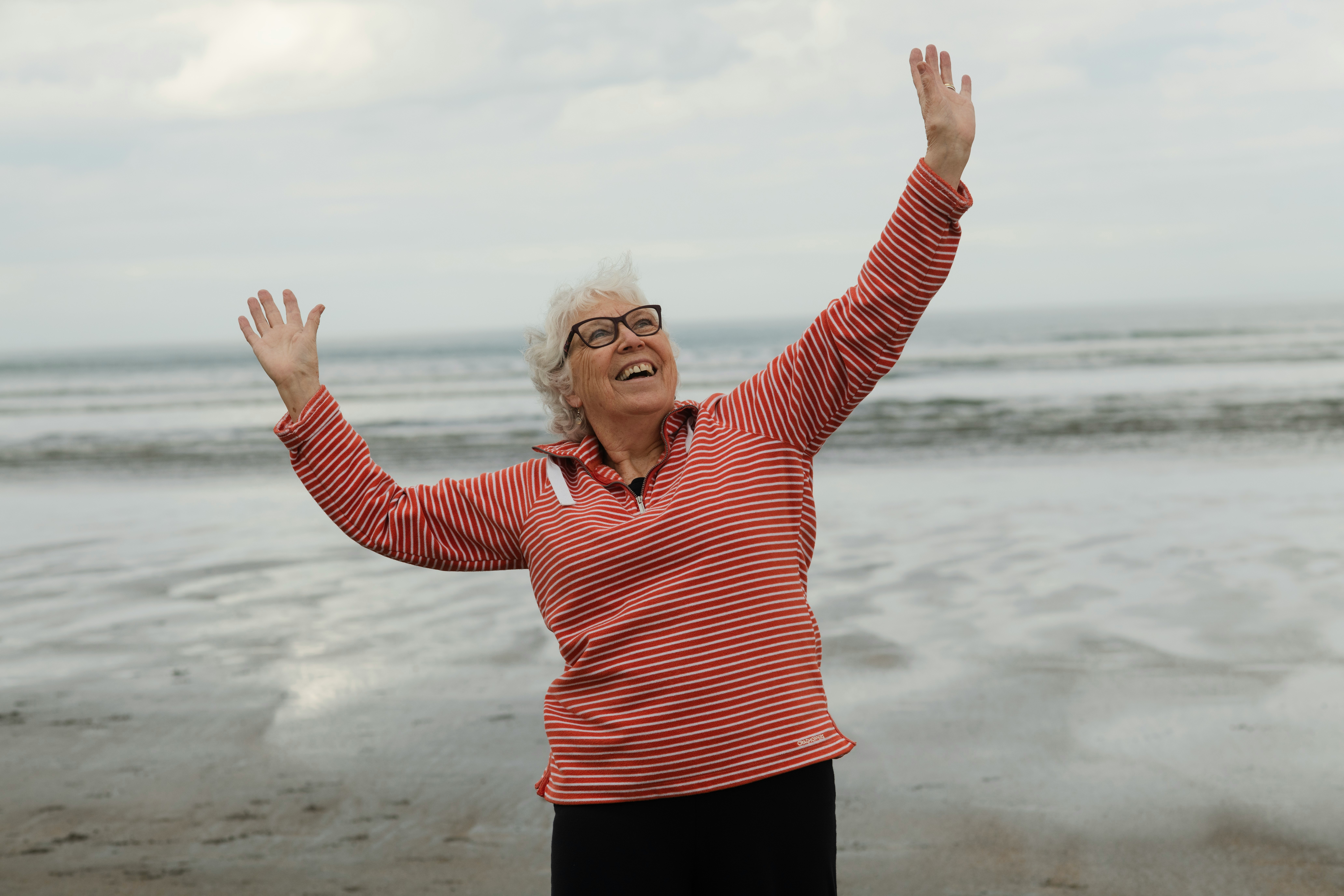 Senior enjoying a safe outing